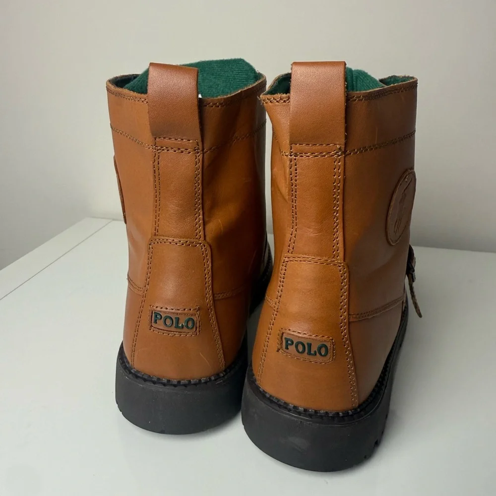 Polo Ralph Lauren Ranger Hi II Boys‎ Leather Boots Tan Burnished 6.5